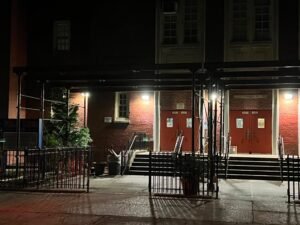 sidewalk shed and pipe scaffolding NYC